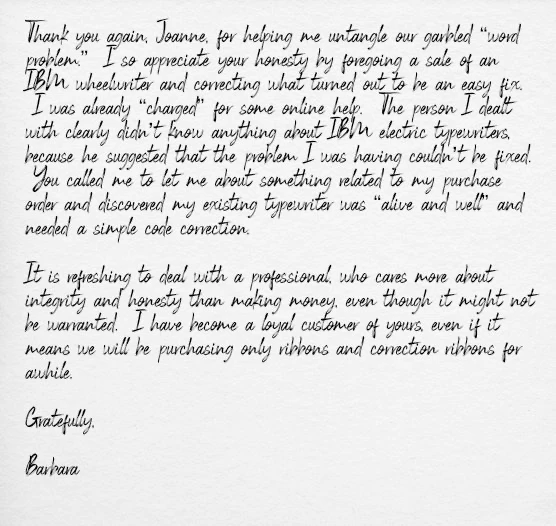 A positive testimonial letter.