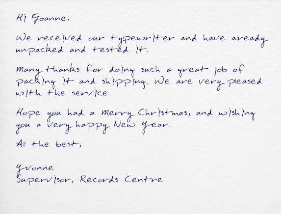 A positive letter testimonial.