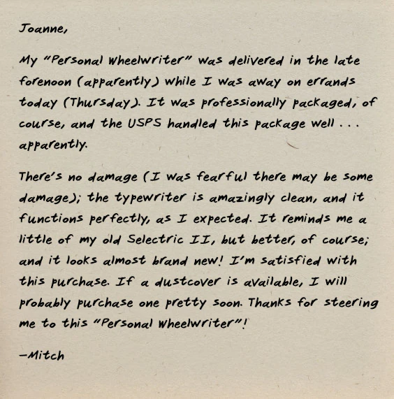 A positive testimonial letter.